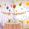 Guirlande Happy Birthday med Blomster