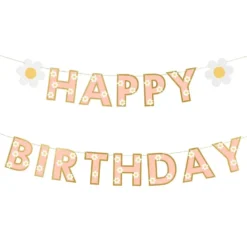 Guirlande Happy Birthday med Blomster
