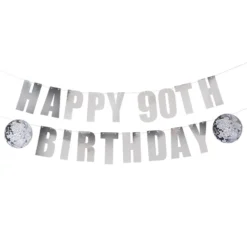 Guirlande Happy Birthday Silver Disco Personlig