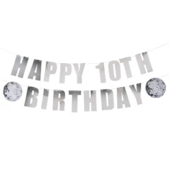 Guirlande Happy Birthday Silver Disco Personlig