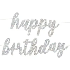 Guirlande Happy Birthday Sølvskinnende