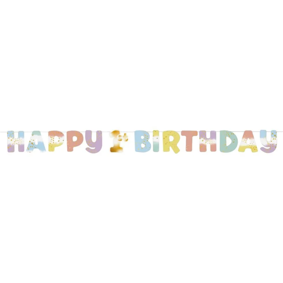 Guirlande Happy 1st Birthday Flerfarvet