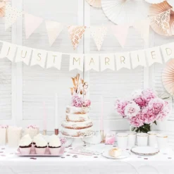 Guirlande Just Married Hvid/Guld