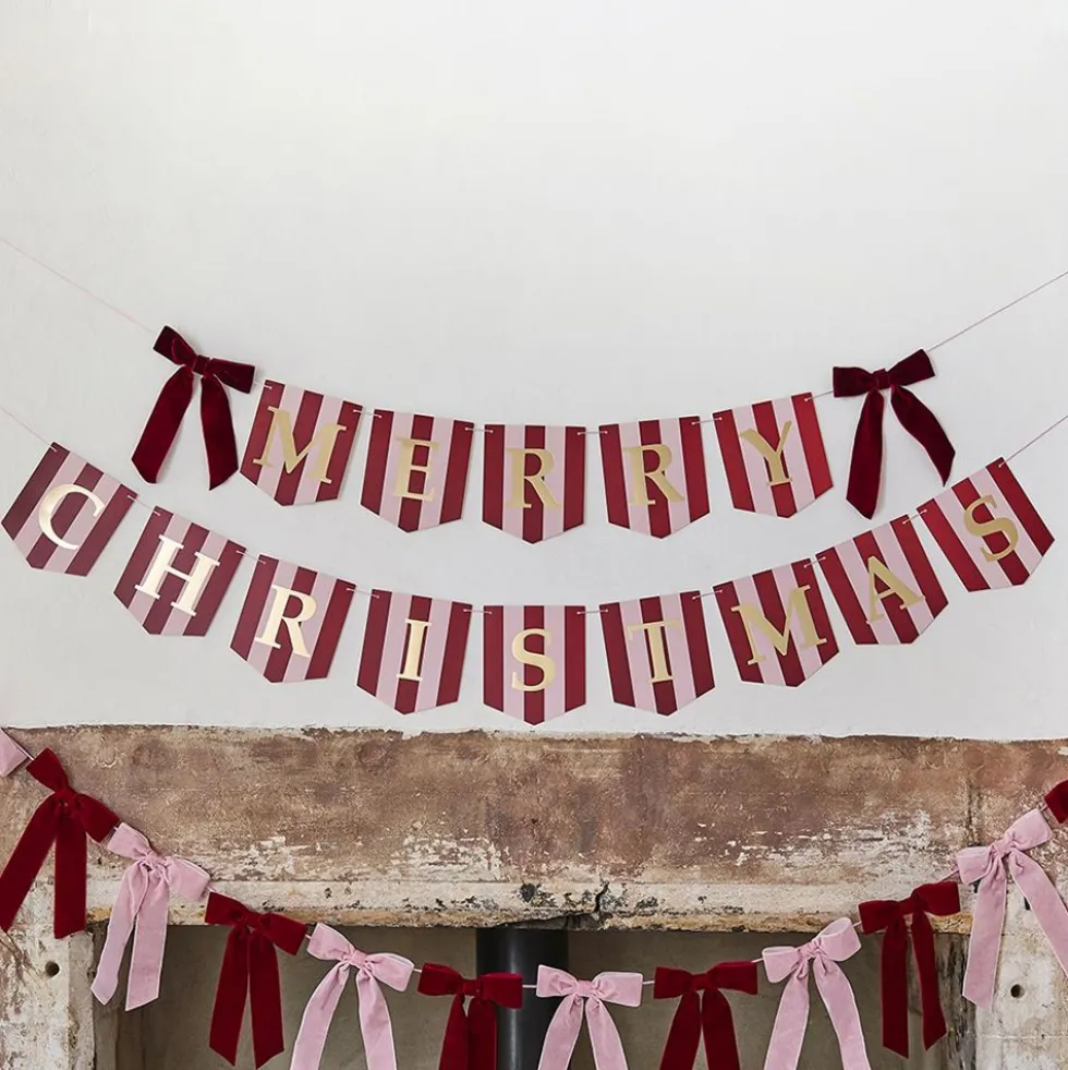 Guirlande Merry Christmas Rød/Lyserød