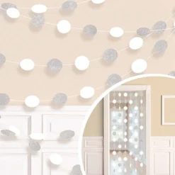 Guirlander Cirkler Hvid Glitter