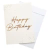 Guld Gratulationskort Happy Birthday med Kuvert