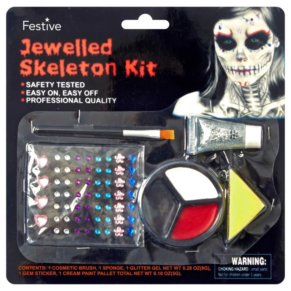 Halloweensminke Skelet med Juveler