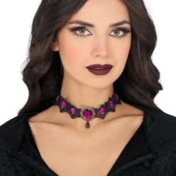 Halskæde Choker Blonde Lilla/Sort