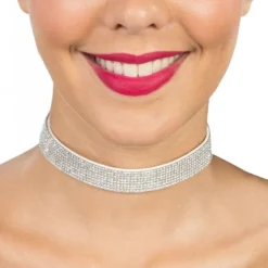 Halskæde Choker med Strass Sølv
