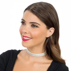 Halskæde Choker med Strass Sølv