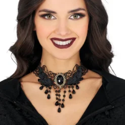 Halskæde Choker Sort med Perler