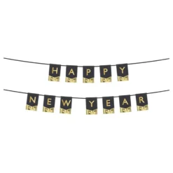 Happy New Year Guirlande Sort/Guld