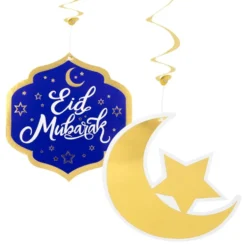 Hængende Swirls Eid Mubarak
