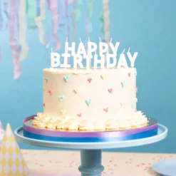Hvide Kagelys Happy Birthday