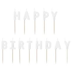 Hvide Kagelys Happy Birthday
