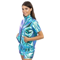 Jakke med Shorts Sæt Iridescent Blå