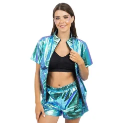 Jakke med Shorts Sæt Iridescent Blå
