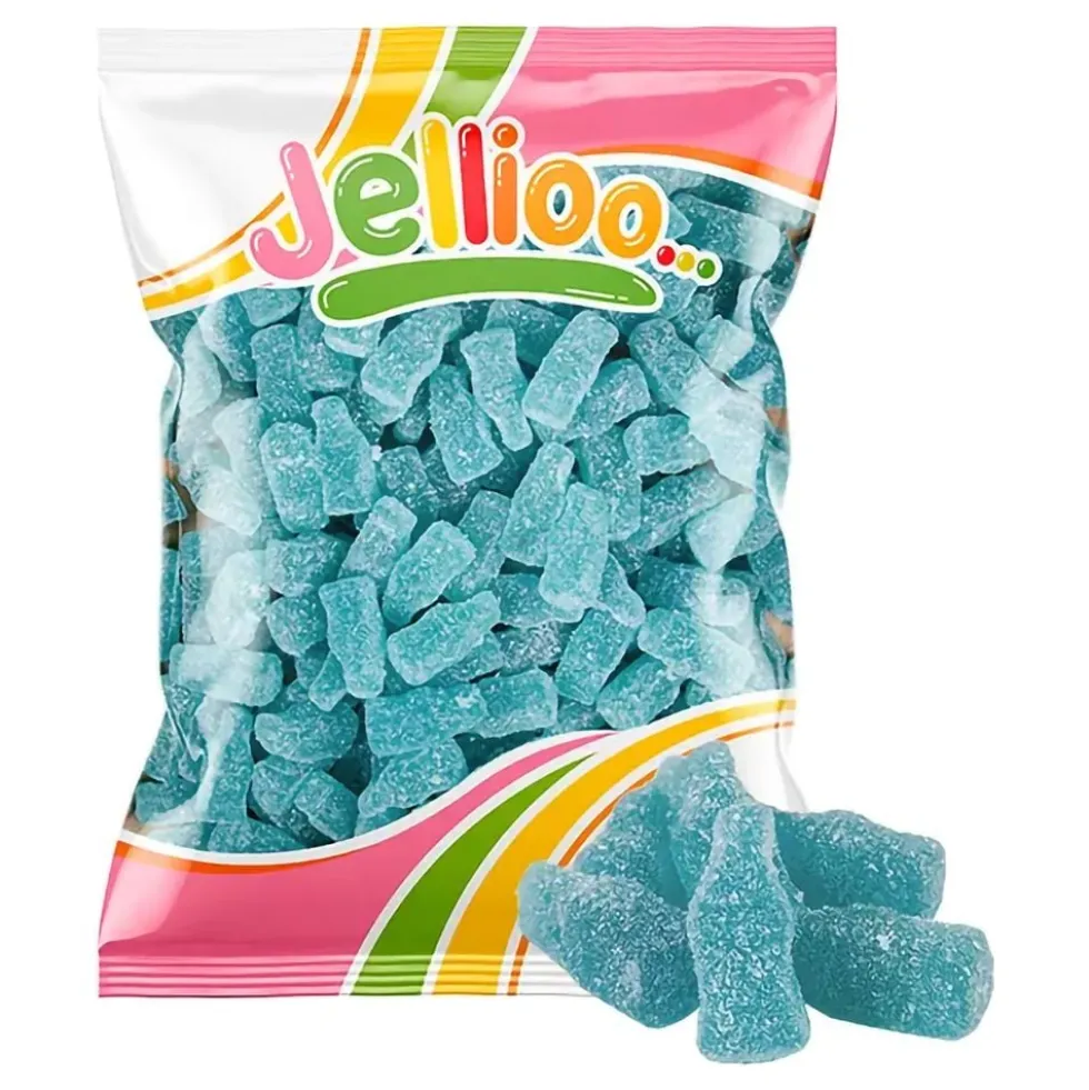 Jellioo Sour Gummy Blue Raspberry Bottle Økonomipakke