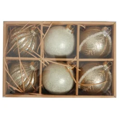 Julekugler Glitter Guld Mix