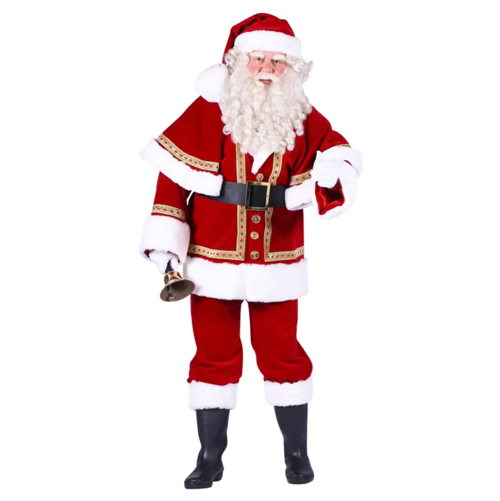 Julemandsdragt i Rød Fløjl Deluxe