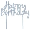 Kagedekoration Happy Birthday Sølv i Akryl