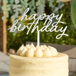 Kagedekoration Happy Birthday Cream Botanic