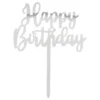 Kagedekoration Happy Birthday Sølv
