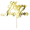 Kagedekoration Happy New Year Guld Metallic