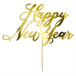 Kagedekoration Happy New Year Guld Metallic