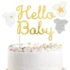 Kagedekoration Hello Baby Guld Glitter