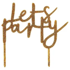 Kagedekoration Let's Party Guld i Akryl