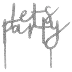 Kagedekoration Let's Party Sølv i Akryl