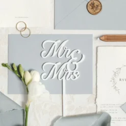 Kagedekoration Mr & Mrs Hvid i Akryl