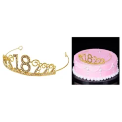 Kagedekoration Tiara Tal i Metal Guld