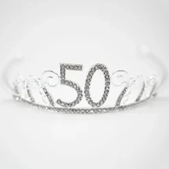 Kagedekoration Tiara Tal i Metal Sølv