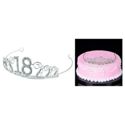Kagedekoration Tiara Tal i Metal Sølv