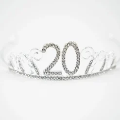 Kagedekoration Tiara Tal i Metal Sølv