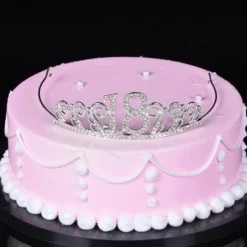 Kagedekoration Tiara Tal i Metal Sølv