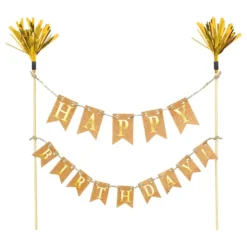 Kagevimpel Happy Birthday Guld
