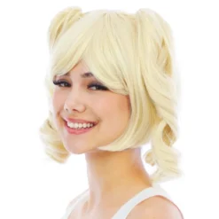 Kort Blond Paryk med Aftagelige Hestehaler