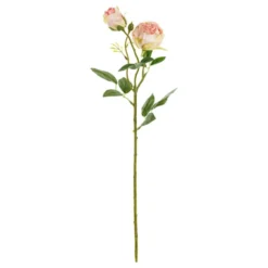Kunstig Rose med To Knopper Lyserød