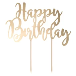 Lagekagedekoration Happy Birthday Guld