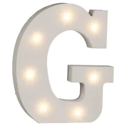 LED-bogstav i Træ Hvid
