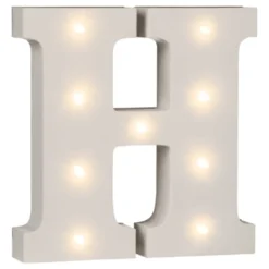 LED-bogstav i Træ Hvid