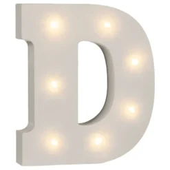 LED-bogstav i Træ Hvid