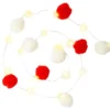 LED Guirlande Pompoms Rød/Hvid
