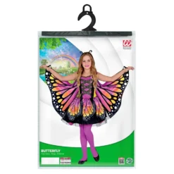 Lyserød/Gul Sommerfugl Børnekostume