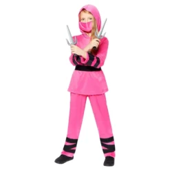 Lyserød Ninja Børnekostume