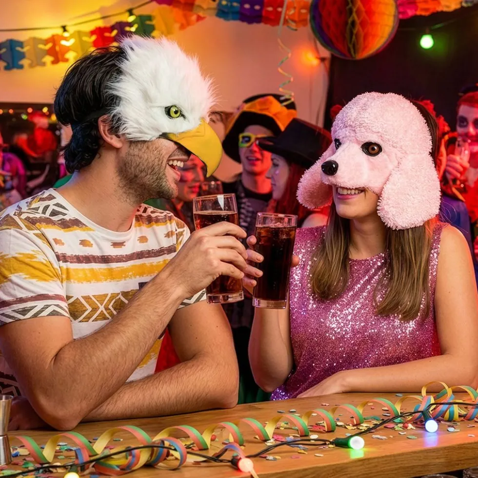 Lyserød Puddel Halvmaske