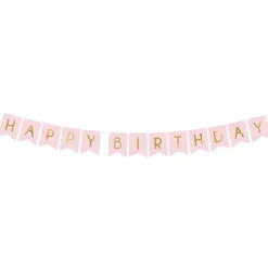 Lyserød Vimpel Happy Birthday